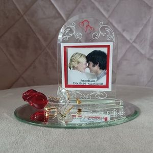 Glass Baron Forever In Love Frame with Glass Rose- Anniversary Gift